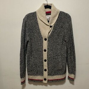 Roots cabin women’s shawl neck button down cardigan sweater size large